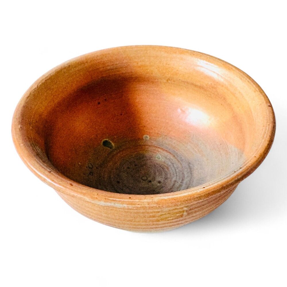 Glazed Hand Thrown Pottery Bowl Studio Art 6"d x 2.5" Artist Signed Earthy Tones